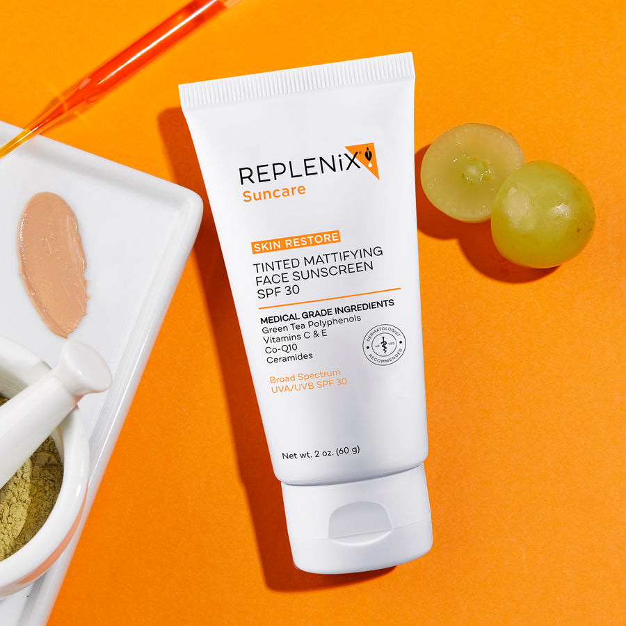 Image of REPLENIX Tinted Mattifying Face Sunscreen SPF 30 | Suncare | Medical Grade Skincare 