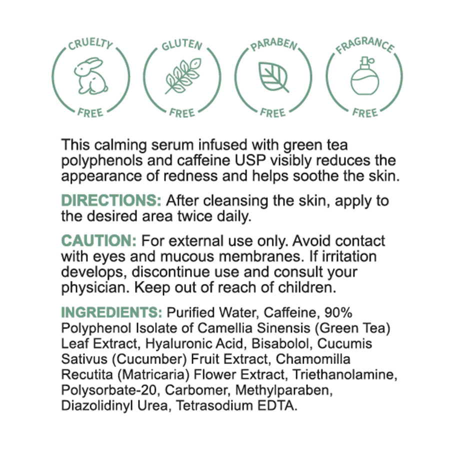 Ingredients in REPLENIX Caffeine Fortified Calming Serum | Sensitive | Medical Grade Skincare