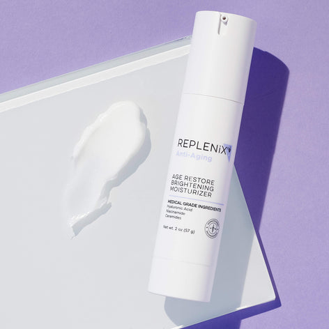 REPLENIX Age Restore Brightening Moisturizer is a clinical-grade restorative brightener enriched with the age-defying properties of niacinamide that help restore skin’s youthful glow and appearance. Helping to improve skin firmness, elasticity, and texture, the advanced formula deeply moisturizes and strengthens skin’s barrier, while brightening skin.