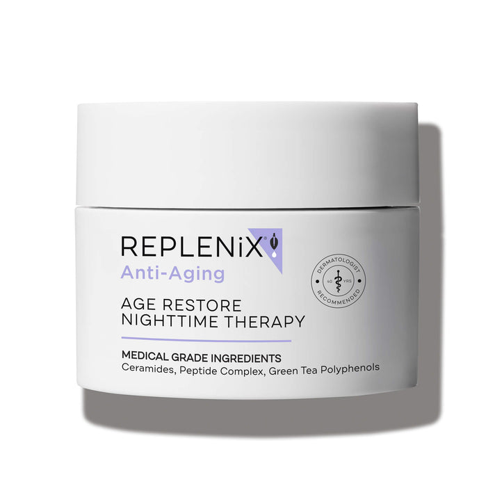 Image of white container | Age Restore Nighttime Therapy | Anti-Aging | Replenix