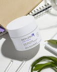 Image of white jar of skincare. REPLENIX Age Restore Nighttime Therapy is a scientifically formulated, moisture-boosting night-time treatment that provides proven age-defying benefits while softening and nourishing dry skin back to optimum health.