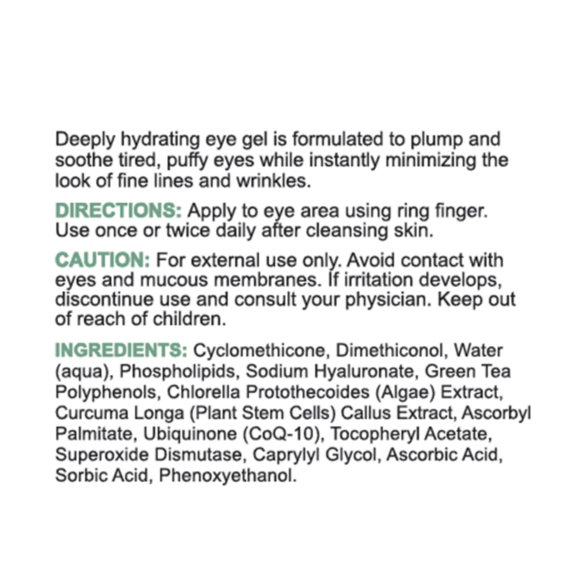 Ingredients in REPLENIX Hydrating + Plumping Eye Gel | Sensitive | Medical Grade Skincare