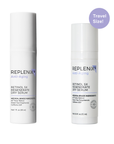 Image of size comparison between Mini and regular size product | REPLENIX Retinol 5x Regenerate Dry Serum Mini | Anti-Aging | Medical Grade Skincare